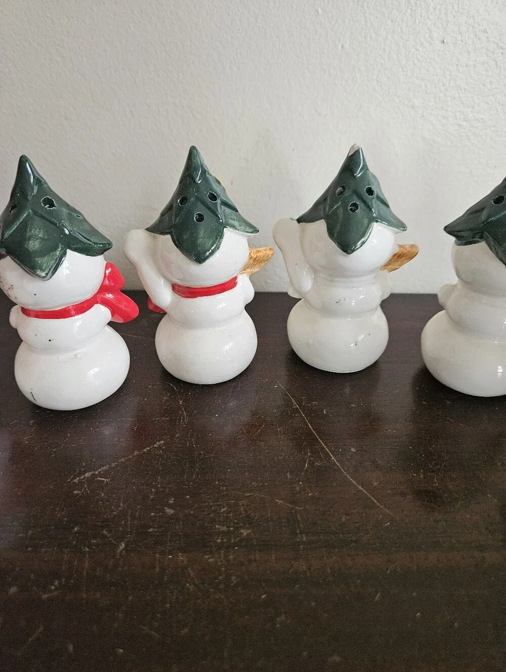 Lot 12 Vtg Ceramic Snowman Salt Pepper Shakers Japan Christmas Tree Hat Broom